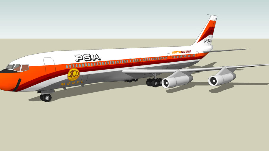100th Model Pacific Southwest Airlines Psa Boeing 707 300c 3d Warehouse