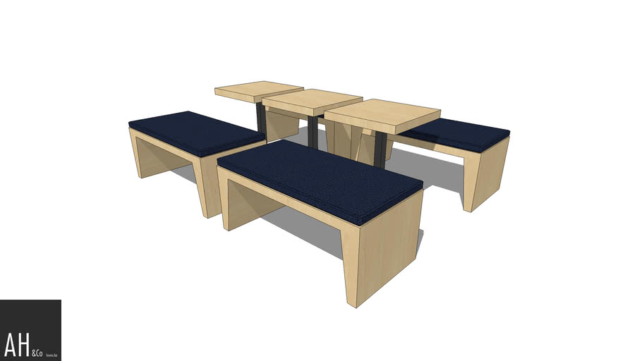 Solid Wood Seating Set Bench And Table 3d Warehouse 2358