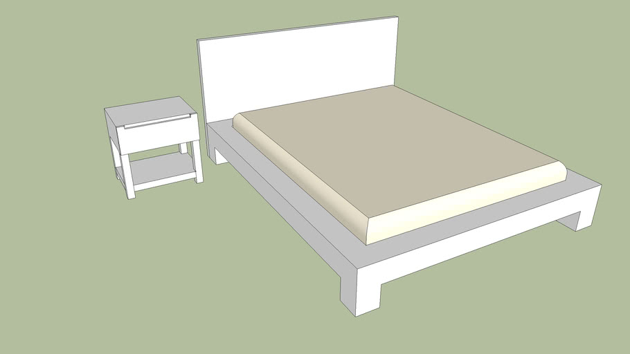 Low Platform Bed Bedside Table 3d Warehouse