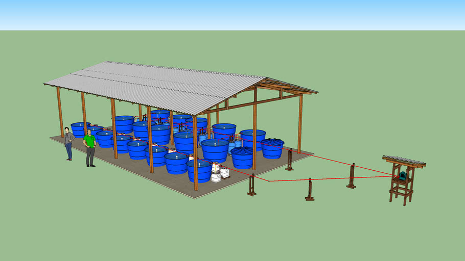 Sistema de recirculação em caixas d'água para criação de peixes (pesquisa)