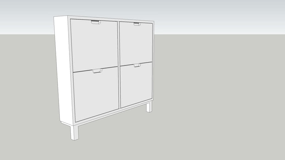 Stall Shoe Cabinet 4 Compartment White 3d Warehouse