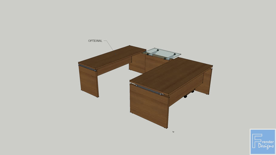 OFFICE DESK_with GLASS TOP Return_2060x1900x735mmH
