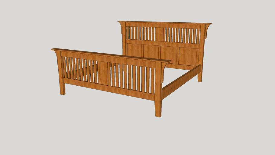 Craftsman Style Kingsize Bed Frame 3d, Craftsman Style Bed Frame