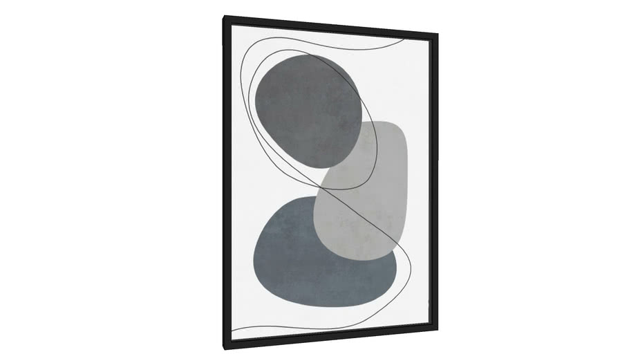 Quadro LINE AND ABSTRACT STONES - BLUE, BLACK AND GRAY - Galeria9, por My Favorite Arts