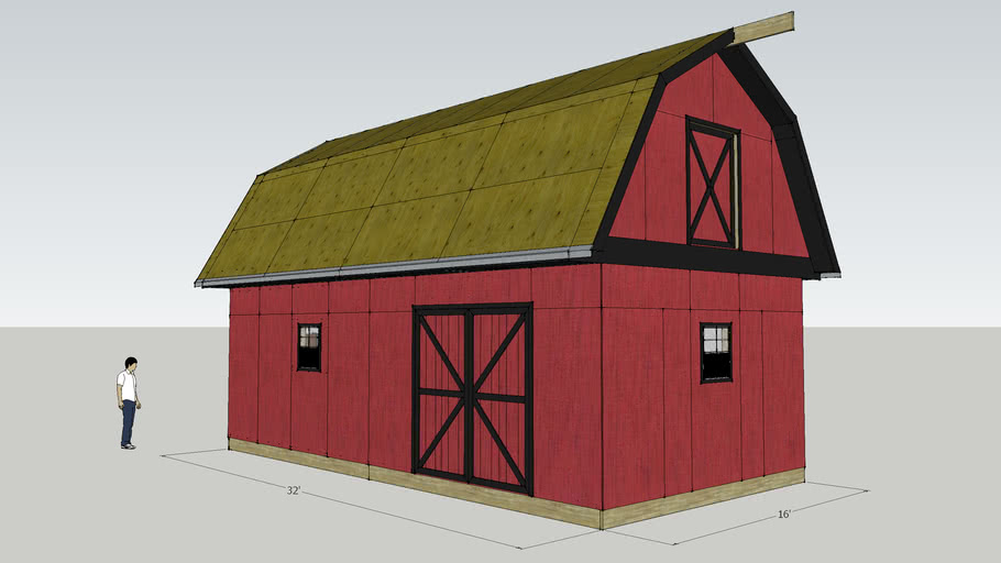 Barn Style 2 Story Work Shop Building 16x32 3d Warehouse