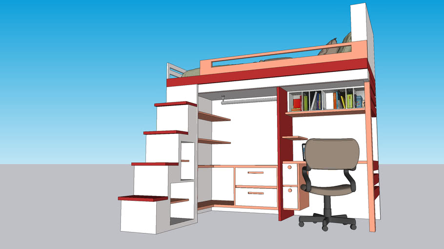 bunk bed + study + closet (Anyia) 3D Warehouse