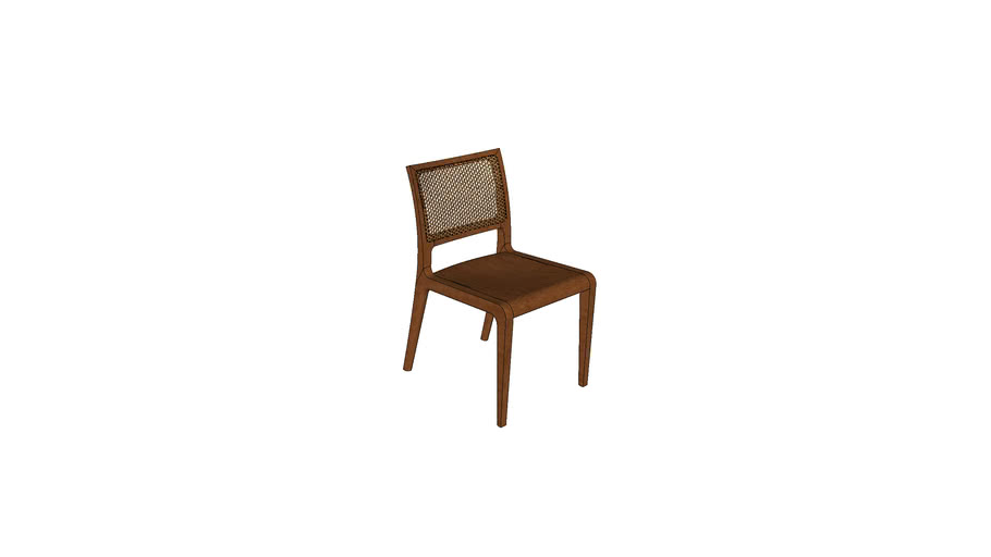 Cadeira Liv sem braço encosto rattan e assento madeira 076x051x09 - ST 14