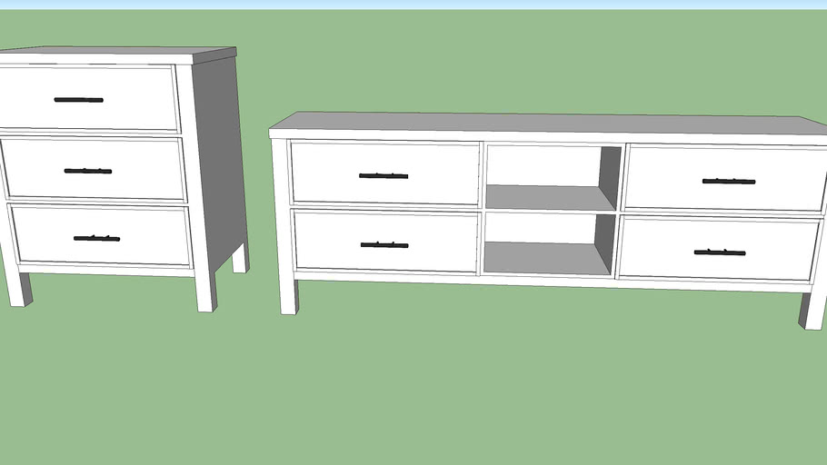 White Tv Stand Dresser And Matching Night Stand 3d Warehouse