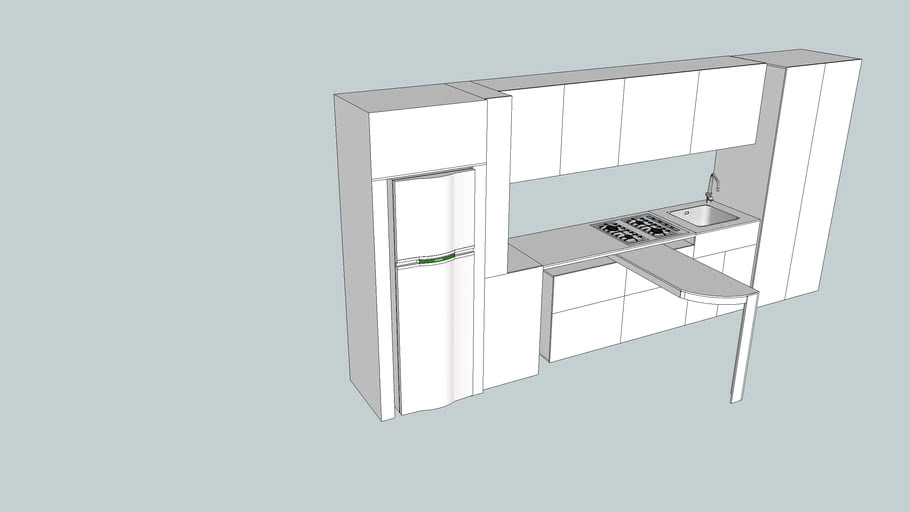 Cocina integral con mesa auxiliar | 3D Warehouse