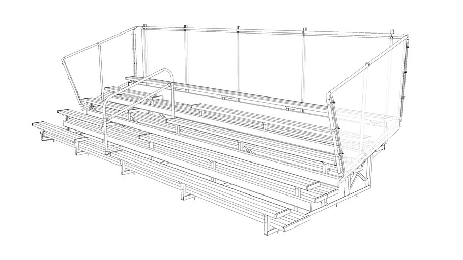 5 Row Aluminum Bleachers Midfielder Series 24 3d Warehouse