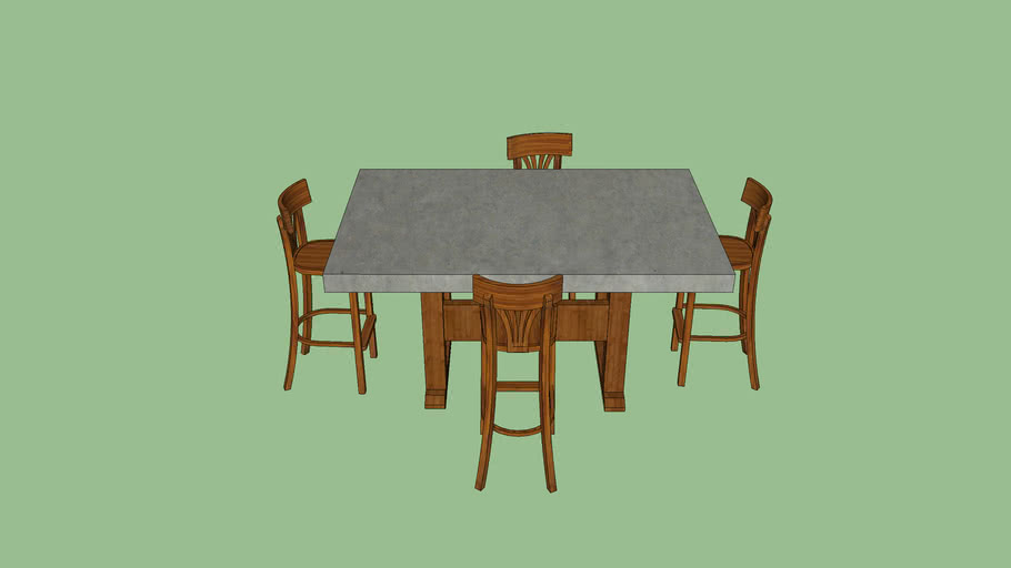 Concrete Dining Table with Chairs 3D Warehouse