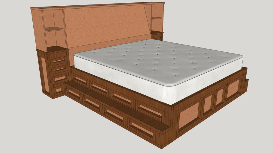 King Captains Bed With Headboard And, King Captains Bed