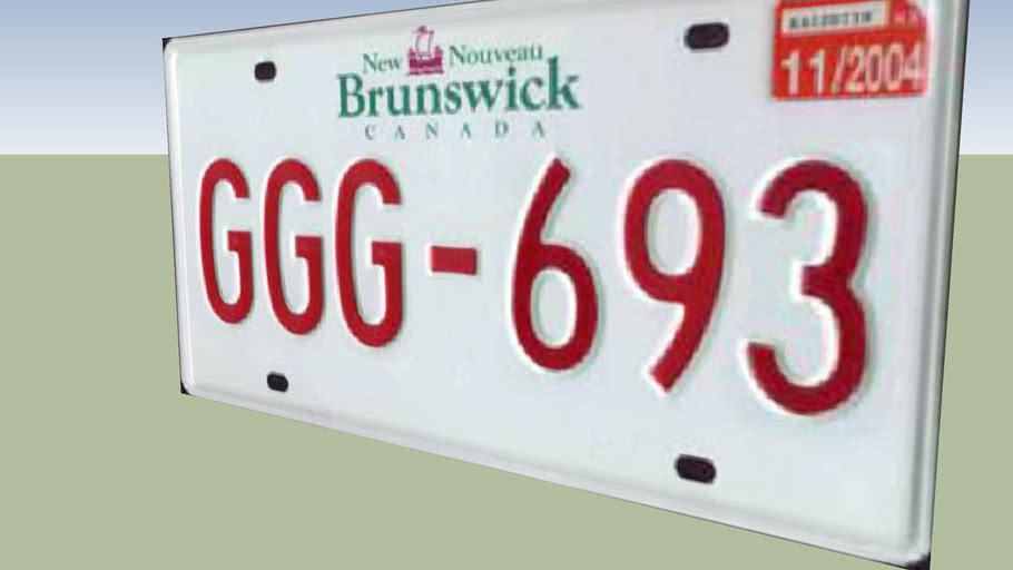 New Brunswick License Plate 3D Warehouse