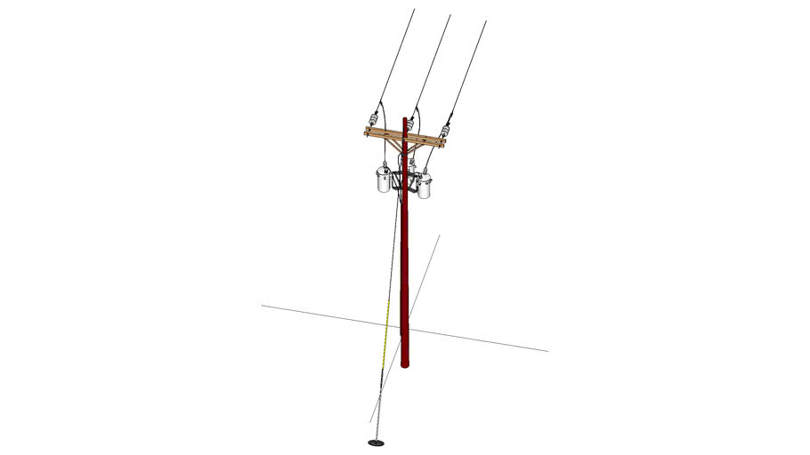 33kV DeadEnd Pole Wood Crossarms & Braces w (3) xfmrs using generally