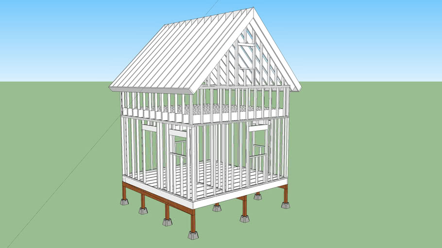 16x16-cabin-w-loft-3d-warehouse