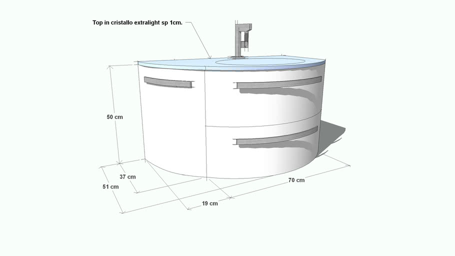 Mobile Bagno Lavabo Cristallo.Mobile Bagno Arcom Ly Curvo Con Lavabo Cristallo Extralight 3d Warehouse