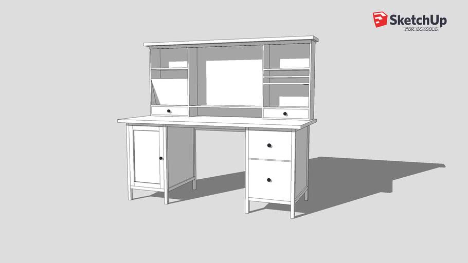 Pwsh Hemnes Desk With Add On Unit White Stain 3d Warehouse