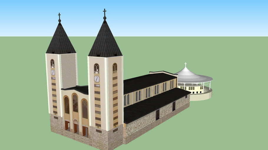 Modelo 3D da Igreja de São Tiago em Medjugorje