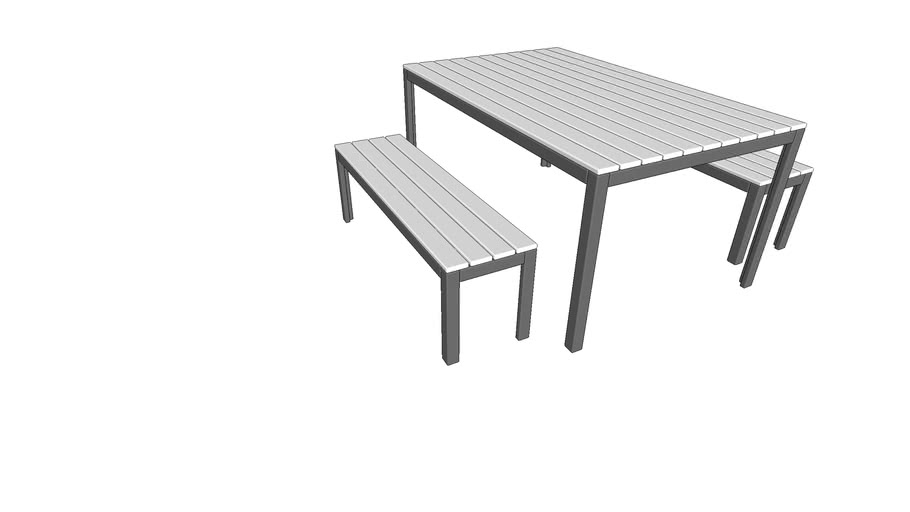 Outdoor table and benches 3D Warehouse