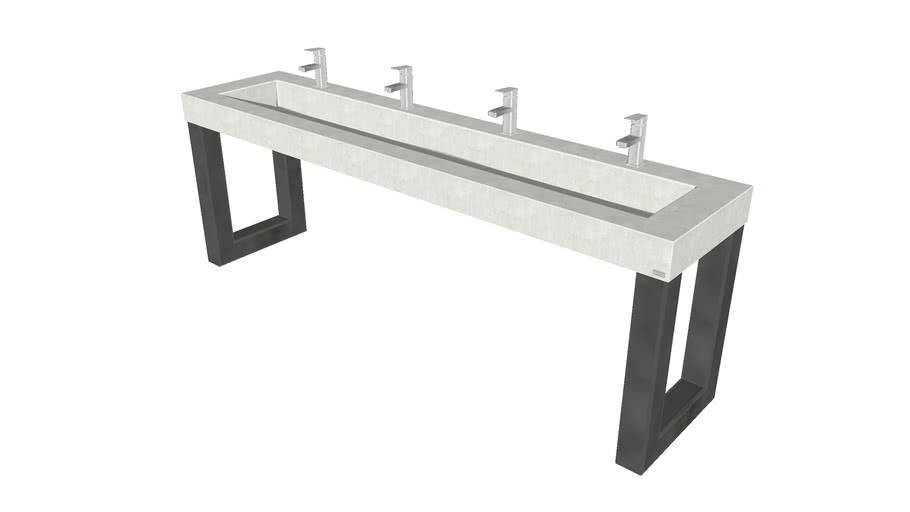 95' Zen ADA Commercial Vanity with 84' Concrete Ramp Sink 3D Warehouse