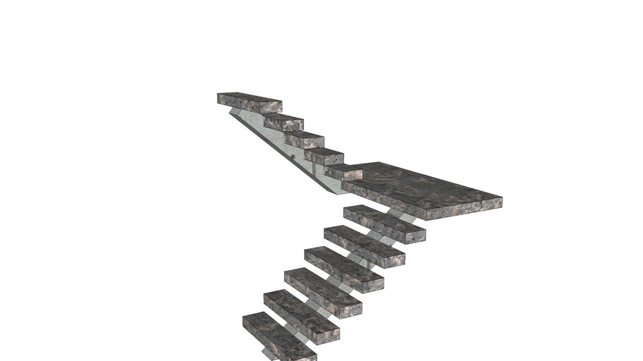 escalera flotante con decanso | 3D Warehouse