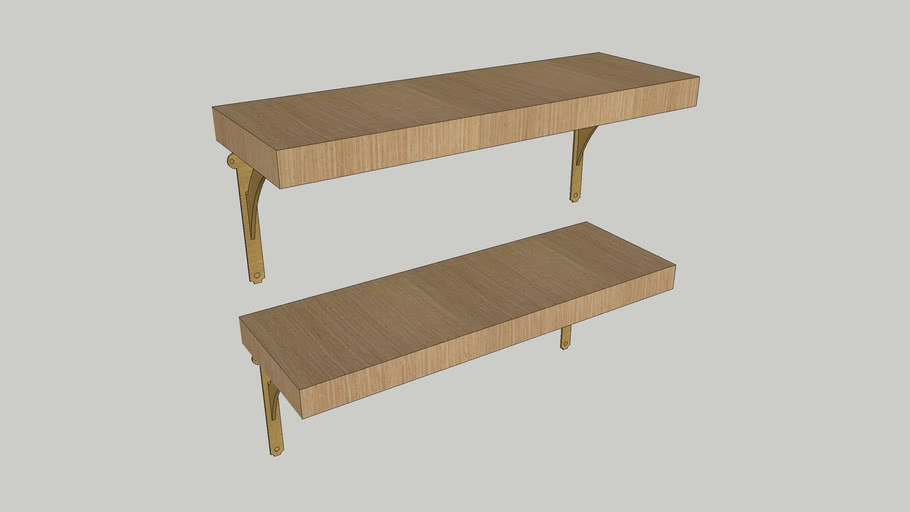 Oak Shelves with Brass Brackets 3D Warehouse