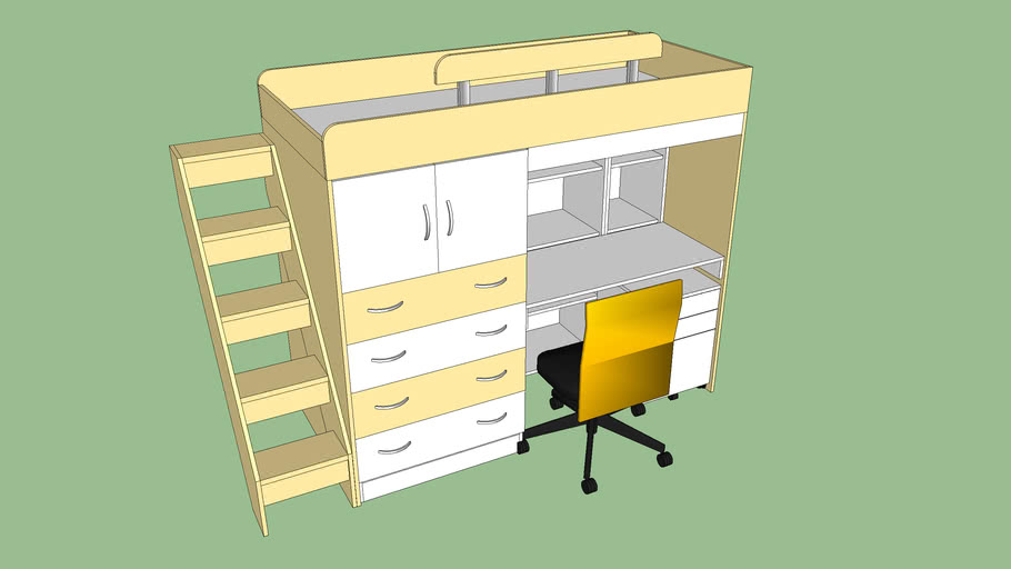 GOezGO 20150102 兒童架高床+書桌 Loft bed / closet / desk