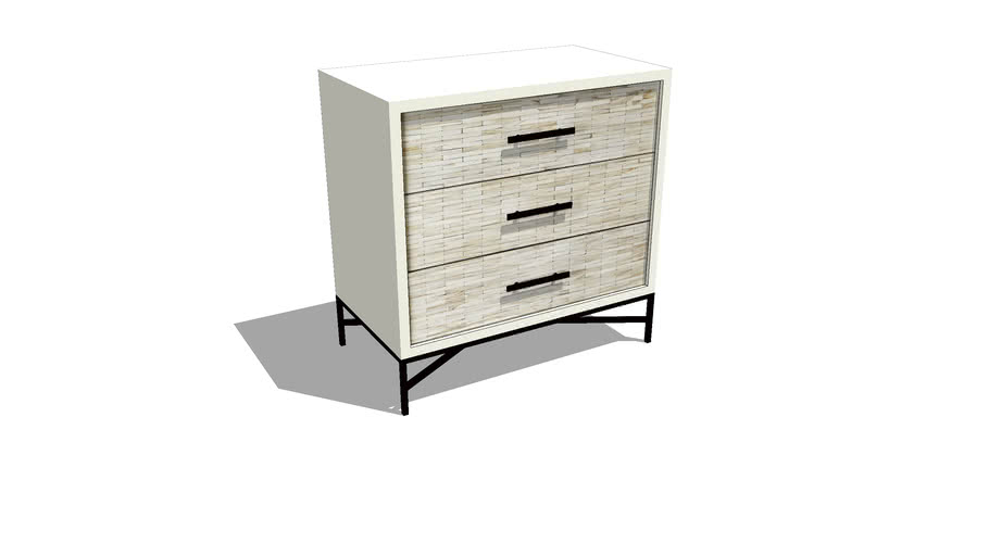 West Elm Wood Tiled 3 Drawer Dresser 3d Warehouse