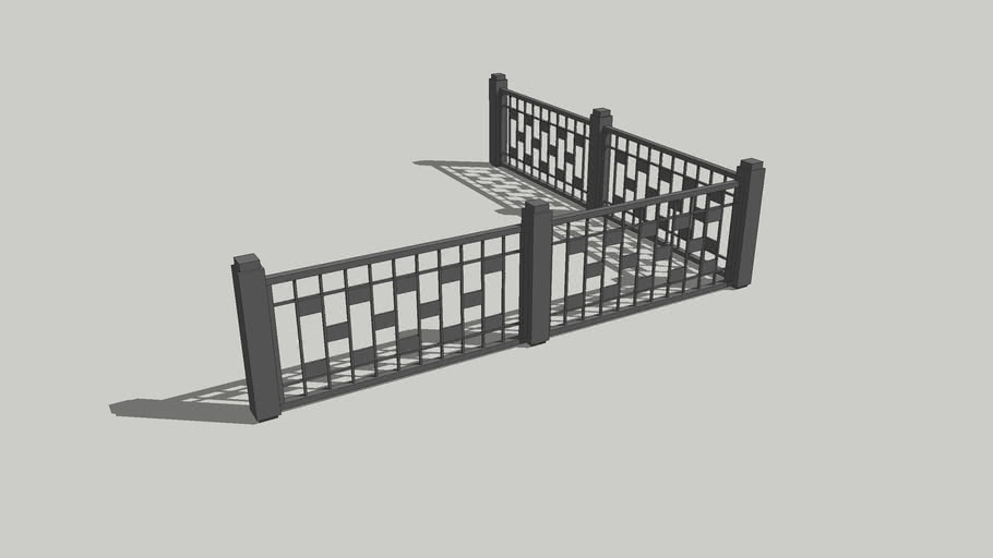 铁艺栏杆 围墙wrought Iron Fence 轮廓放样部件素材 Profile Builder Assembly 3d Warehouse