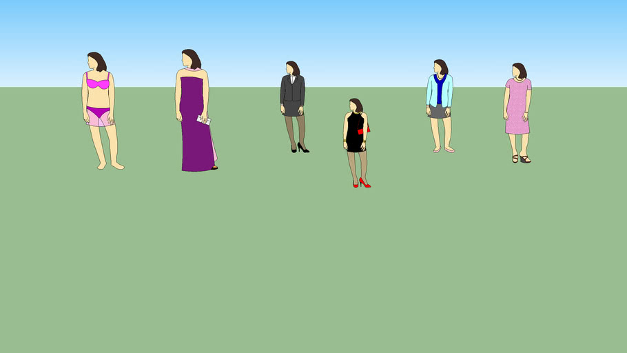 Different Variations of the Sketchup girl 3D Warehouse