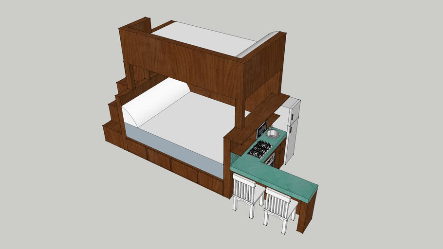 Bunkbed with built in play kitchen | 3D Warehouse