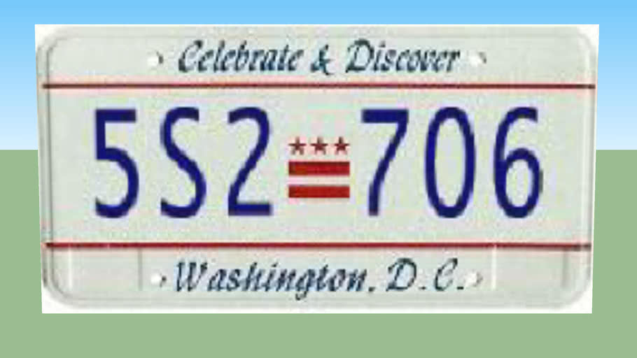 1991 Washington, D.C. License plate - 5S2 706