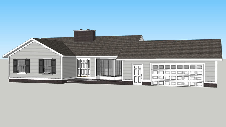 1970s Colonial Revival Ranch Rambler House 3d Warehouse