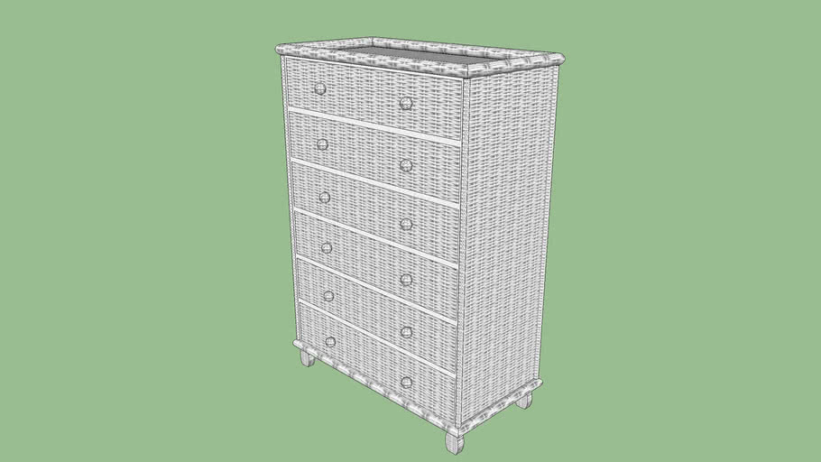 Cajonera rattan blanca de seis cajones 3D Warehouse