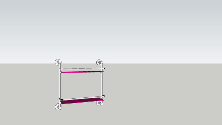 12881 Round Double Glass Shelf 3d, Pink Metal Glass Shelves