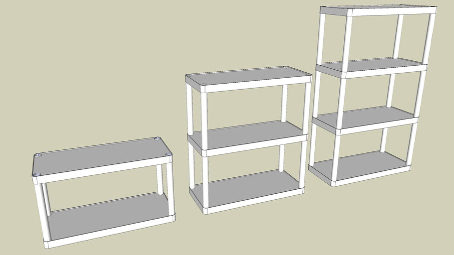 Plastic shelves without holes 3 pack 3D Warehouse