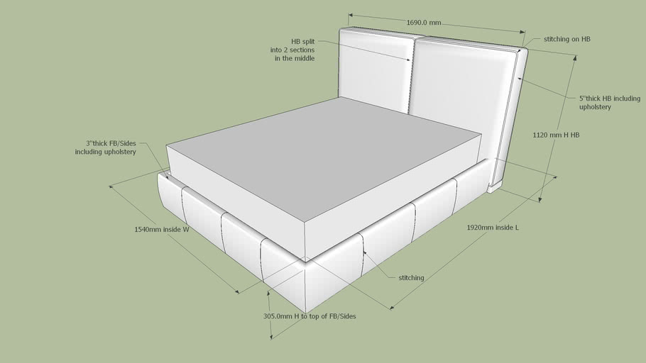 Upholstered bed 3D Warehouse