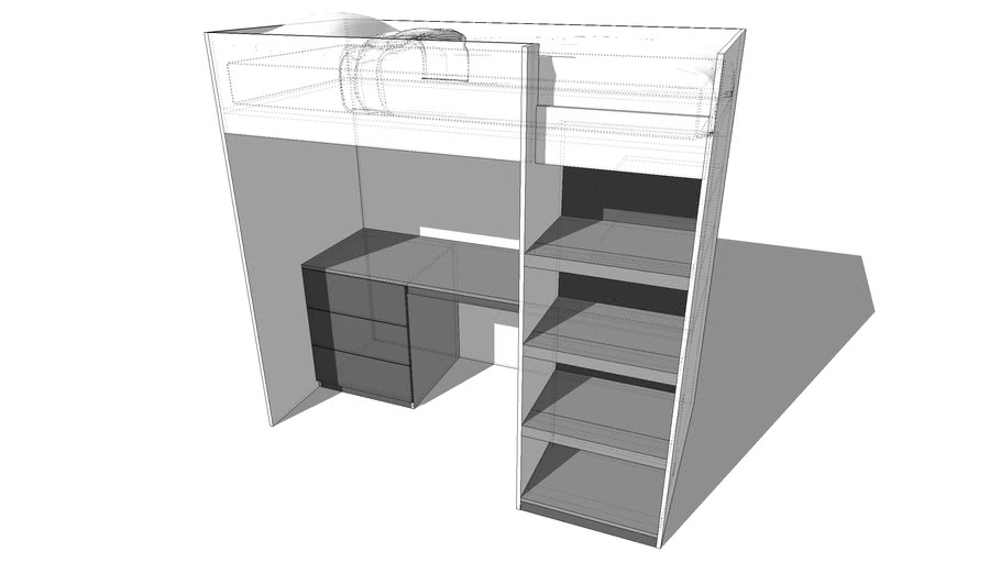 Cabin Bed With Desk And Drawer 3d Warehouse