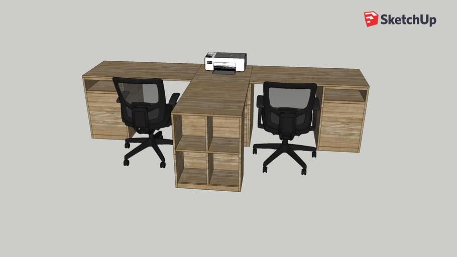 2 Person T Desk | 3D Warehouse