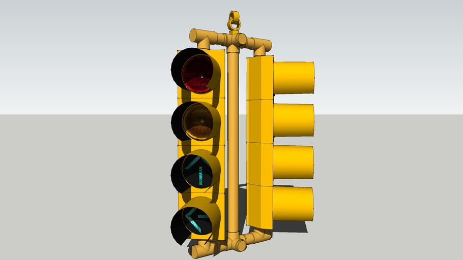 Marbelite 4section conventional traffic signal, old. 3D Warehouse
