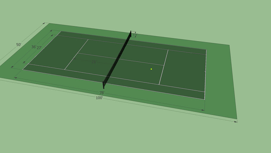 Tennis Court with Proper Dimensions