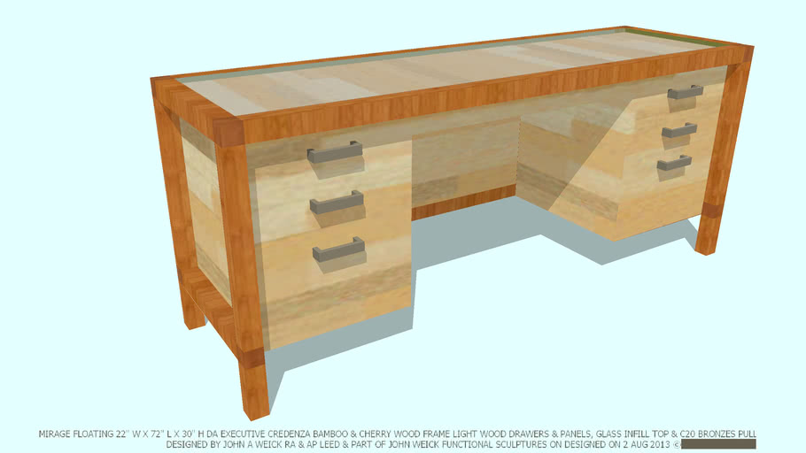 Credenza Mirage Bamboo Cherry Lt Wd Desk Glass Top By John A Weick