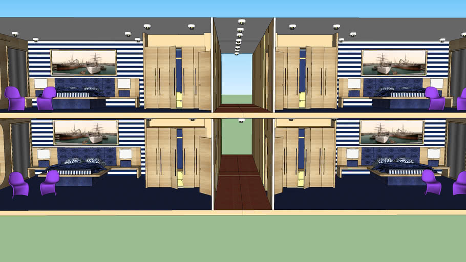 Modular Cruise Ship Cabin Single Queen Bed 3d Warehouse