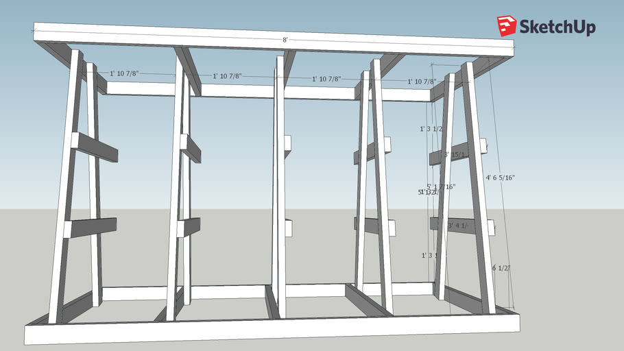 A Frame Wood Rack 3D Warehouse