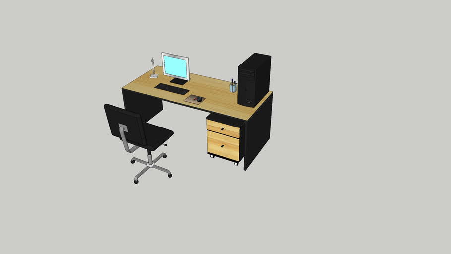 bureau avec accessoires | 3D Warehouse