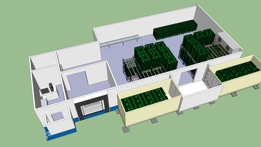 Cold storage warehouse with container box 3D Warehouse