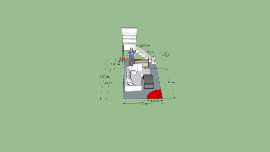 Desain Ruang Tamu dan Tangga  Bawa  2 5 X 5 5 3D Warehouse