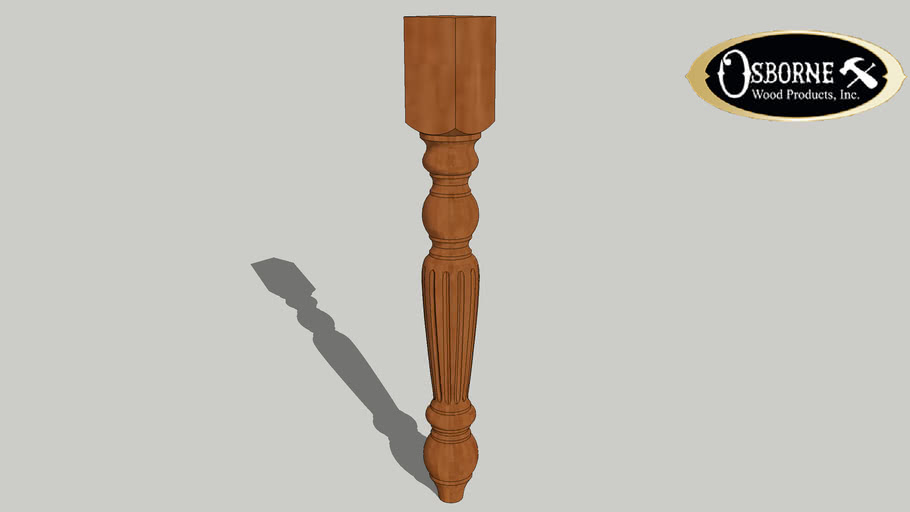 Traditional Fluted Dining Table Leg (29' x 31/2') 3D