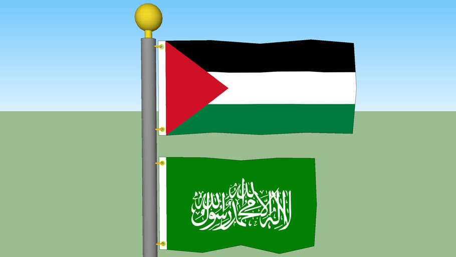 Palestine Hamas Flags With Flagpole 3d Warehouse