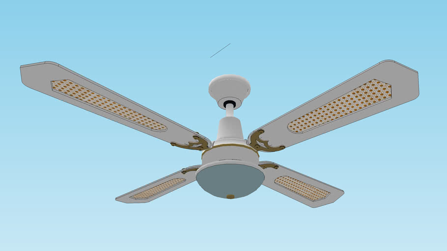 White Rattan Ceiling Fan With Oyster, Wicker Ceiling Fan Blades